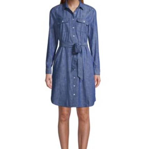Lands End Women’s Chambray Button Front Shirt Dress,  NWT - Picture 1 of 7